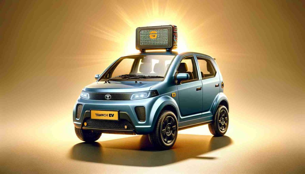 High-definition image of a fictional compact electric vehicle, very similar in design to a Tata Punch EV. The image should showcase a surprise revelation about the comparative affordability of its battery pack.