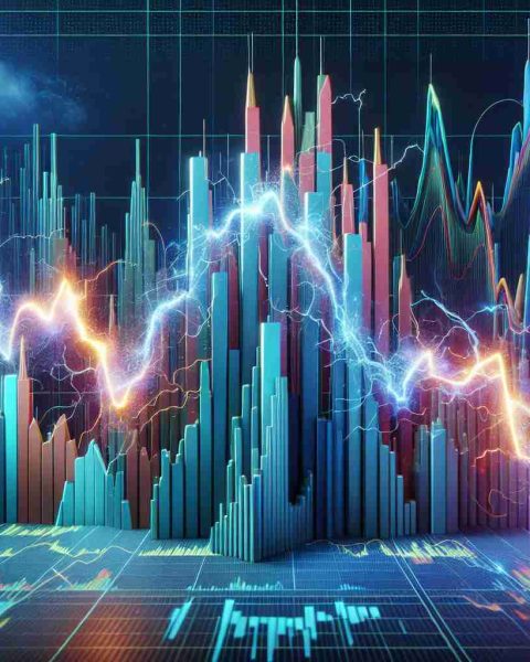 A high-definition, realistic illustration of the concept of electric shocks impacting the stock market. The scene portrays an abstract stock market represented by fluctuating line graphs and bar charts in vibrant colors. There are dramatic, stylized spikes of electricity disrupting these charts, symbolizing economic volatility. There's also an unanticipated twist in the form of a pattern or trend in the data that resolves the shocks, suggesting a surprising turn of events or revelation.