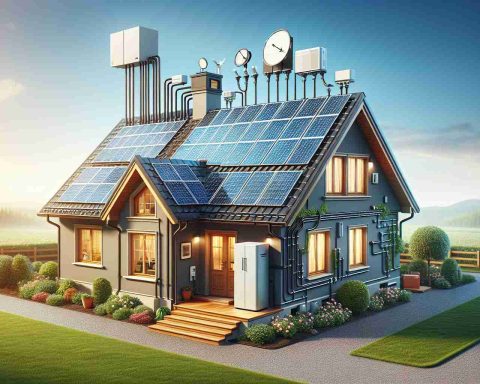 Create a high-resolution, realistic image that symbolizes the revolution of home energy usage through solar power. This image should depict a household that is powered by solar energy, featuring solar panels installed on the roof, connected to a power storage system. Illustrate the concepts of energy savings and environment-friendly technology. Remember to include various elements usually found in a house environment like windows, doors, garden etc. The sky could be clear and blue to reflect the source of the energy. This image is meant to visually unlock the secret to effortless energy savings.