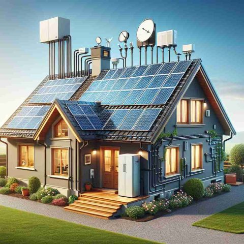 Create a high-resolution, realistic image that symbolizes the revolution of home energy usage through solar power. This image should depict a household that is powered by solar energy, featuring solar panels installed on the roof, connected to a power storage system. Illustrate the concepts of energy savings and environment-friendly technology. Remember to include various elements usually found in a house environment like windows, doors, garden etc. The sky could be clear and blue to reflect the source of the energy. This image is meant to visually unlock the secret to effortless energy savings.