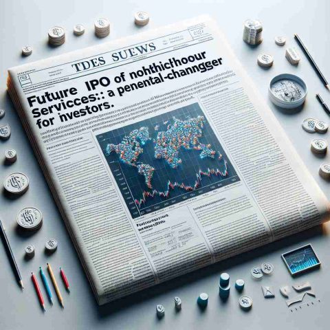 Realistic HD illustration of a newspaper article with the headline 'Future IPO of Noteworthy Financial Services: A Potential Game-Changer for Investors'. Ensure the page includes text paragraphs, stock market graphs, and related business icons.