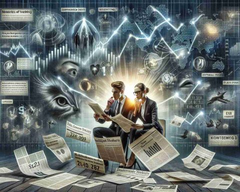 Realistic high-definition image of an unexpected twist in the story of an unmentioned company's success, with visual symbols representing a surprising turn of events and information that might be crucial for investors. Include elements like graphs indicating fluctuating stock prices, headlines hinting at substantial change, puzzled expressions of sibling businesspeople discussing papers, and a mysterious aura around the entire image.