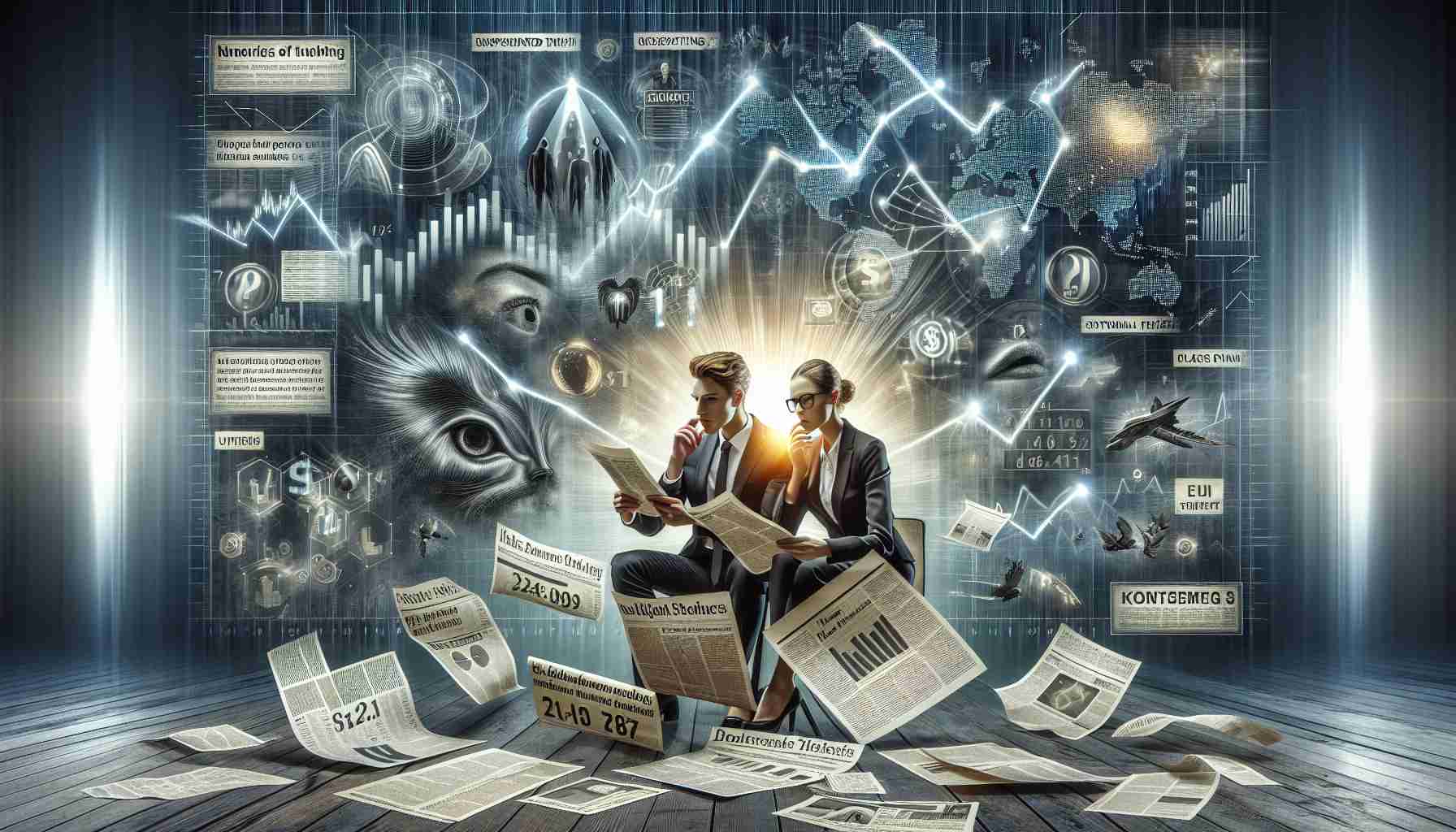 Realistic high-definition image of an unexpected twist in the story of an unmentioned company's success, with visual symbols representing a surprising turn of events and information that might be crucial for investors. Include elements like graphs indicating fluctuating stock prices, headlines hinting at substantial change, puzzled expressions of sibling businesspeople discussing papers, and a mysterious aura around the entire image.