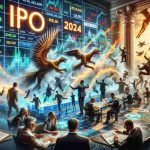 A highly detailed and lifelike image representing the exhilaration of the upcoming Initial Public Offering bonanza in the year 2024. The scene includes frenzied stock market investors examining charts and graphs, trading activity depicted with high-energy movement, and key buzzwords like 'IPO', '2024', and 'Don't Miss Out' in the background to convey the significance of these anticipated stock releases.