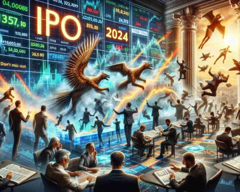 A highly detailed and lifelike image representing the exhilaration of the upcoming Initial Public Offering bonanza in the year 2024. The scene includes frenzied stock market investors examining charts and graphs, trading activity depicted with high-energy movement, and key buzzwords like 'IPO', '2024', and 'Don't Miss Out' in the background to convey the significance of these anticipated stock releases.