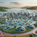 A realistic high-definition image of a futuristic landscape showcasing several revolutionary ideas for electric vehicle (EV) charging stations. Visualize diverse charging infrastructures integrated seamlessly within urban and rural environments, reflecting advanced technology and innovative design. Show various types of EVs being charged at these stations, to represent a wide range of options available in the EV market.