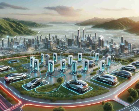 A realistic high-definition image of a futuristic landscape showcasing several revolutionary ideas for electric vehicle (EV) charging stations. Visualize diverse charging infrastructures integrated seamlessly within urban and rural environments, reflecting advanced technology and innovative design. Show various types of EVs being charged at these stations, to represent a wide range of options available in the EV market.