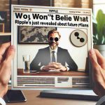 Create a realistic high-definition image with the headline 'You Won’t Believe What Ripple's CEO Just Revealed About Future Plans'. Show a professional business setting with typed text across the image displaying the prompt. The photograph aesthetic should be of great clarity with neutral colour scheme.