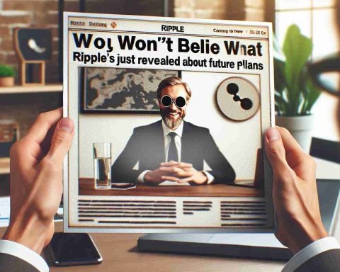 Create a realistic high-definition image with the headline 'You Won’t Believe What Ripple's CEO Just Revealed About Future Plans'. Show a professional business setting with typed text across the image displaying the prompt. The photograph aesthetic should be of great clarity with neutral colour scheme.