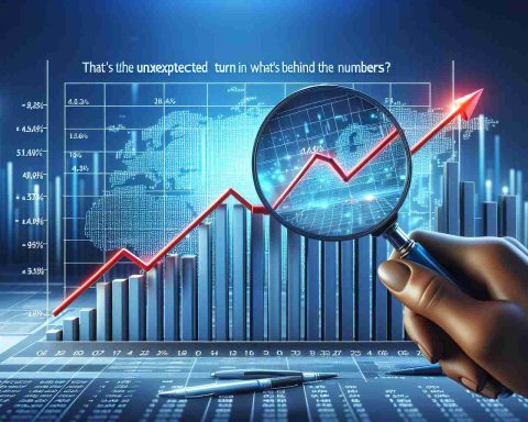 Realistic HD representation of the concept 'The Unexpected Turn in Market Shares: What's Behind the Numbers?'. Show a graph dramatically changing its course in the middle, indicating an unexpected turn in market shares. Add a magnifying glass focusing on the point where the shift happens, symbolizing investigation of what's behind the numbers.