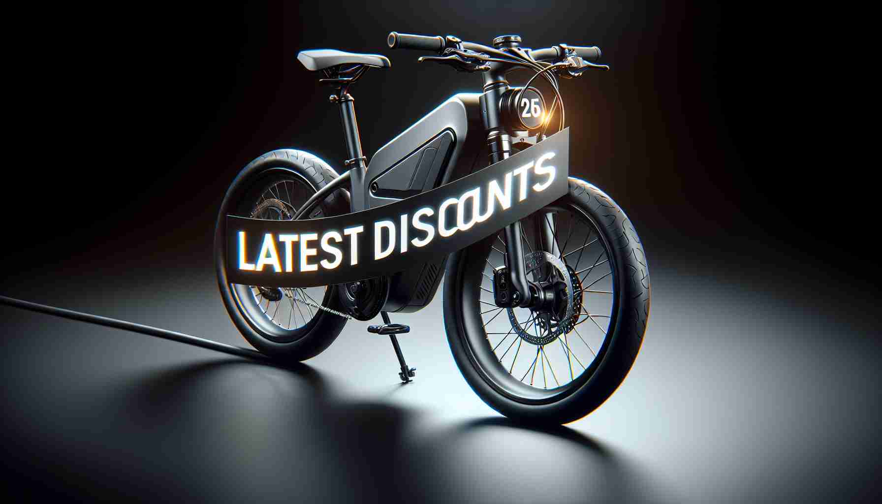 A realistic, high-definition image showcasing an electric bike from a well-known brand. The image includes elements such as the bike itself, with its sleek design and modern features, as well as a banner reading 'Latest Discounts'. The atmosphere of the image should be one of excitement and anticipation, enticing the viewer to explore these new deals.