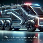 Generate a high-definition, realistic image of a futuristic electric response vehicle. The innovative design showcases groundbreaking technology, and it's apparent that it's created by a leading manufacturer in the field of emergency response equipment. The vehicle possesses a revolutionary aesthetic, indicating its advanced functionalities. Colors and details may vary, but the overall look suggests a powerful, efficient machine capable for rapid response. This unveiling marks a significant advancement in the emergency response vehicle industry.