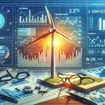 Create a realistic HD image of financial data, charts, and infographics representing a surprising event in the wind turbine market. Include visual elements such as diagrams, pie charts, line graphs, bar charts, and numerical stats. This information alludes to an unexpected development in the wind energy industry.