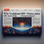 A high-definition image simulating a headline. The image contains an engaging and stylishly designed title saying 'Why Vodafone's IPO Price Still Matters Today: An Unexpected Impact'. The background is a subtle gradient effect of the Vodafone brand colors, with subtle visual elements symbolizing finance and telecommunications.