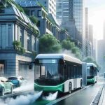 A high-definition, realistic image that depicts an urban setting undergoing a transformation, fueled by the rise of sustainable transport. Illustrate this with a focus on electric buses replacing traditional ones: show sleek, modern electric buses gliding smoothly on the city streets, the exhaust plumes of old buses replaced by a green, clean atmosphere. Emphasize the contrast between the bustling, energy-filled city life, and the quiet, smoothly running electric buses. The buildings have solar panels on their rooftops, symbolizing the city's move towards sustainable energy sources.