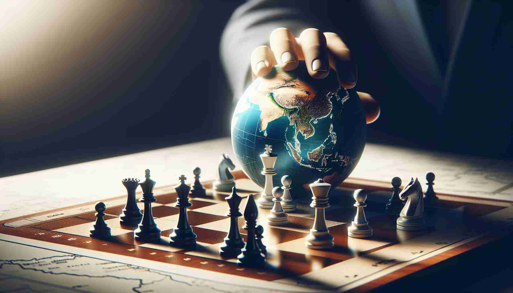 Realistic high-definition image of a metaphorical representation of a global healthcare company making a strategic move in a chess game, signifying its bold decision. The chessboard is placed on a map of India, hinting at the potential impact on the Indian Market. The elements are arranged in a way that suggests an air of anticipation and speculation towards the future of the healthcare scenario.