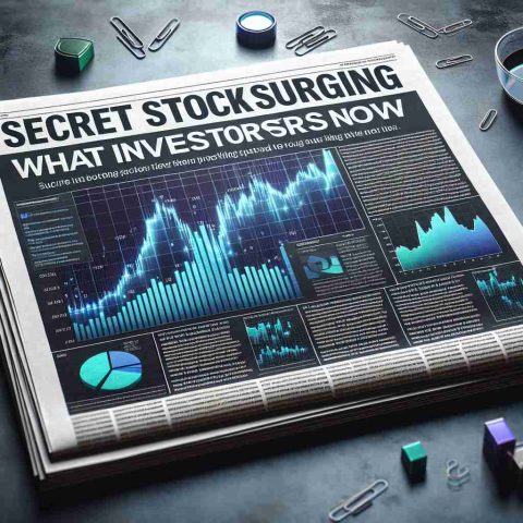 A high-definition, realistic image of a newspaper or digital article titled 'Secret Stock Surging: What Investors Need to Know Now'. The image should feature bar graphs and pie charts indicating stock market trends, and also include bulleted key points for investors. All elements should evoke a sense of urgency and excitement.