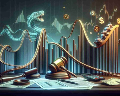 A high-definition, realistic image conceptually representing a surprising twist in an unnamed generic company's Initial Public Offering (IPO). The design could perhaps include an abstract roller coaster or unpredictable graph chart to symbolize this unexpected turn of events. Include motifs of finance and investing such as stock reports, a gavel (symbolizing auction), currency symbols, etc. The tone should exude mystery and unpredictability, symbolizing what investors did not anticipate.