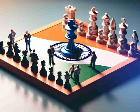 A high-definition, realistic image representing a metaphorical situation of an Indian pharmaceutical company making a bold move. This can be visualised as a chessboard, with one major piece, such as a king or a queen, representing the Indian pharmaceutical giant, making a significant move on the board. To reflect the talking investors, incorporate several small figurines around the chessboard, engrossed in discussion. Remember, this is a metaphorical representation and should be illustrated as such.