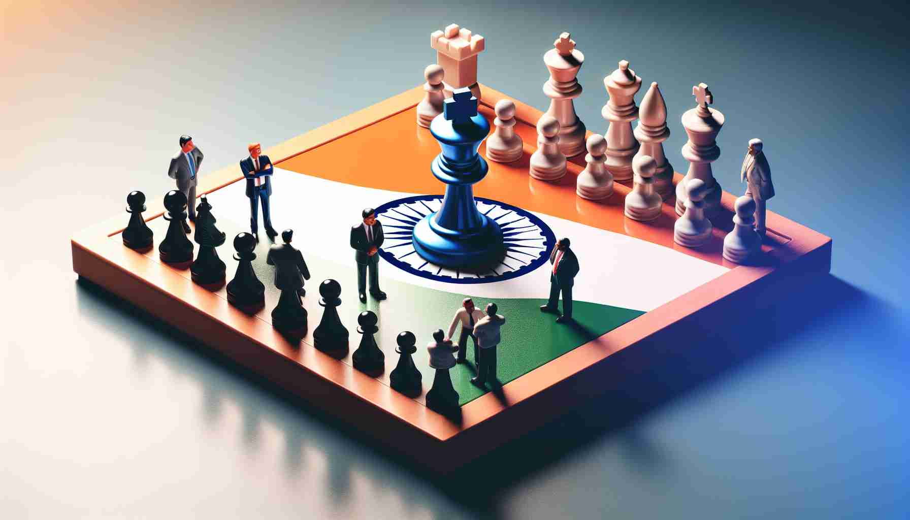 A high-definition, realistic image representing a metaphorical situation of an Indian pharmaceutical company making a bold move. This can be visualised as a chessboard, with one major piece, such as a king or a queen, representing the Indian pharmaceutical giant, making a significant move on the board. To reflect the talking investors, incorporate several small figurines around the chessboard, engrossed in discussion. Remember, this is a metaphorical representation and should be illustrated as such.