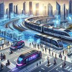 A high-definition illustration depicting the transformation of urban transit through contemporary, cutting-edge technology. View should include futuristic, sleek city-buses, modernized trains, and public transportation systems equipped with advanced technologies. Additionally, include smaller elements like digital road signs, glass-domed bus stops, and autonomous electric scooters paving ways through busy city streets filled with people from diverse descents and gender, all blending harmoniously in a sustainable, technologically advanced urban setting.