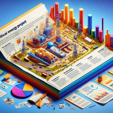 A vibrant, high-definition illustration of a critical energy project. The project is illustrated as in a state of disarray, showing various signs of setbacks. Indicators may include equipment lying idle, active protests, or papers scattered across a desk. A text bar at the bottom briefly explains the significance of the project and why the setback matters. This could highlight issues like the impact on energy supply, economic influence, environmental consequences, and societal implications.