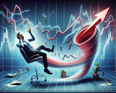 Realistic HD depiction of an unexpected twist in the stock market: an unseen storyline of stock movement taking a surprising turn. This image should resonate the thrill and unpredictability of stock trading. There is no need to include actual numerical data or specific stock names, but the graph should be designed in a way that it communicates dramatic change, suspense, and elements of surprise.