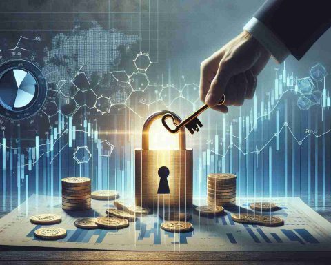 Generate a high-definition image depicting the concept of unlocking opportunity in the context of purchasing IPO stock. The scene should involve a key turning in a lock, symbolic of 'unlocking', and should display a stock market chart or graph in the background to represent the 'IPO stock'. Accompany the scene with the text 'Unlock the Opportunity: How Do I Buy IPO Stock?'