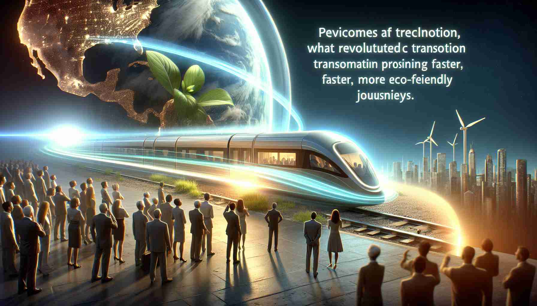 A realistic, high-definition image of a pivotal moment that revolutionized transportation. The scene displays advancements in technology with people marveling at a new mode of transit promising faster, more eco-friendly journeys. The color palette is rich and vibrant, capturing the excitement and potential of this transformative transportation milestone.