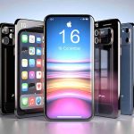 Generate a realistic, high-definition image of a concept model for a futuristic smartphone branded 'iPhone 16', showcasing its sleek design, advanced features, and innovative technologies. Please note this should be an original design not based on any known or leaked designs.