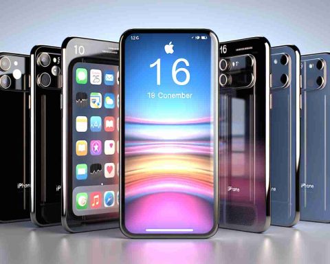 Generate a realistic, high-definition image of a concept model for a futuristic smartphone branded 'iPhone 16', showcasing its sleek design, advanced features, and innovative technologies. Please note this should be an original design not based on any known or leaked designs.