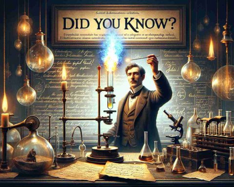 Create an image that depicts the discovery of the element Hydrogen, forever altering the course of scientific understanding. The image should have a large banner at the top which reads 'Did You Know?' The scene is a 19th-century science lab with a Caucasian male scientist observing a gas in a test tube with a flame that burns bright and blue, symbolizing the presence of Hydrogen. The surrounding scene is filled with vintage scientific equipment like microscopes, glass containers, and parchment papers filled with scribbled notes all around. The image should exemplify a pivotal moment in the history of science in high definition, realistic detail.