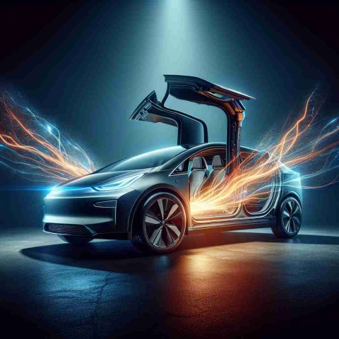 Create a high-definition, realistic image showcasing an undisclosed unique feature of an electric vehicle. Display this feature as if it's a big revelation, perhaps with dramatic lighting or a fascinating angle.