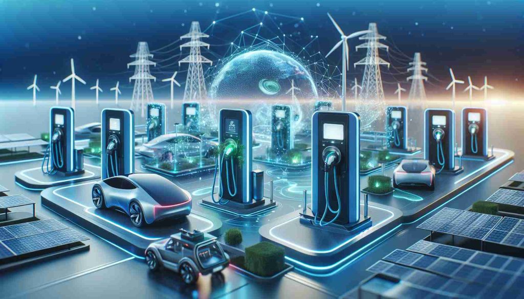 A high-definition realistic image that portrays the concept of revolutionizing electric vehicle charging. It showcases innovative connectivity solutions that aid in efficient charging and management of electricity. The scene encompasses advanced infrastructures such as futuristic charging stations and power grids. These charging stations are featured with cutting-edge technologies like wireless connectivity, smart grids, and quick charging features. The ambiance is pretty modern and tech-influenced with prominent colors associated with electricity and technology like vibrant blues and neon greens.