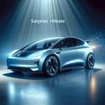 Generate a realistic, high-definition image depicting the surprise release of a new, unique electric vehicle. The vehicle should have innovative design elements that signify a significant shift in market trends. Note: The branding or specific manufacturer's details should not be apparent, just the groundbreaking design and technological advancements.