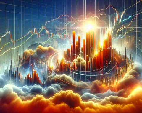 Generate a realistic, high definition image that represents the concept of a lesser-known stock breaking records in the stock market. Visualise the stock charts soaring to unprecedented heights, symbolising record-shattering gains, underscored by the intrigue of it not being widely known.