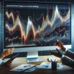 Visual representation of unexpected movements and large changes in stock holdings. Picture a computer display of a stock chart with sharp upward and downward swings. The extreme volatility suggests big changes in the holdings. Nearby, there are two individuals, an East Asian woman and an African man, both professional stock traders, in focused discussion while reviewing data on tablets. Exceptional detail involved in creating an ultra high-definition experience.