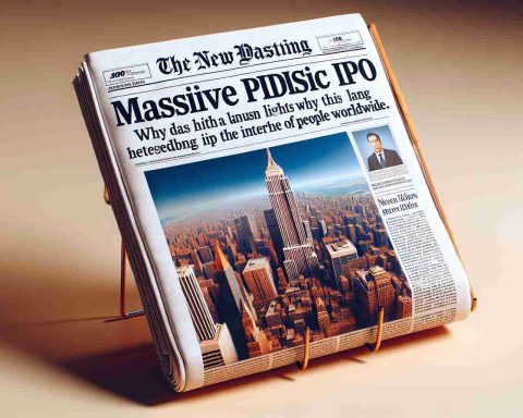 A realistic high-definition image of a newspaper front page featuring a headline on massive Initial Public Offering (IPO) news. The newspaper highlights why this particular launch has gripped the interest of people worldwide.