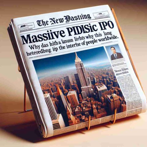 A realistic high-definition image of a newspaper front page featuring a headline on massive Initial Public Offering (IPO) news. The newspaper highlights why this particular launch has gripped the interest of people worldwide.