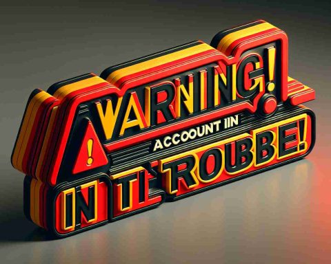 A high-definition image that represent a 'Warning! Account in Trouble' alert. This should be designed to feel real and tangible, with stark attention to detail. The design should clearly communicate that there has been suspicious activity detected on the account, invoking a sense of urgency and alertness. The color scheme can lean heavily on reds and yellows, commonly used in warning signs, and bold, blocky fonts to further enhance the message of urgency.