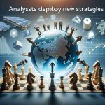 Create a realistic high-definition image embodying the concept of 'Analysts Deploy New Strategies'. Use symbols and metaphors to represent new strategy deployment such as chess pieces on a board, graphs changing direction, figurines placing pieces on a world map etc. Also, signify the revealing of Enphase's future with visuals of a crystal ball revealing high-tech solar panels (depicting Enphase's main product), and arrows pointing upwards to indicate progress and positive outcomes.