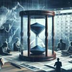 A high-definition, realistic image concept conveying a significant delay in a company's stock listing. Include visual elements such as a symbolic hourglass signifying the passage of time, a calendar marking the extended waiting period, and newspaper headlines expressing the delay. Use subdued color tones to portray the tense atmosphere. Add in the background vague representations of concerned investors and executives in a meeting, discussing the issue.