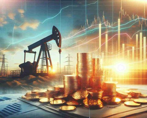 A high-definition, realistic image illustrating the concept of oil and gas drilling as a potentially lucrative investment opportunity of the decade. This could include a range of items such as oil drilling equipment against the backdrop of a sunset, financial charts showing upward trends, and a pile of golden coins symbolizing wealth and good return on investment.