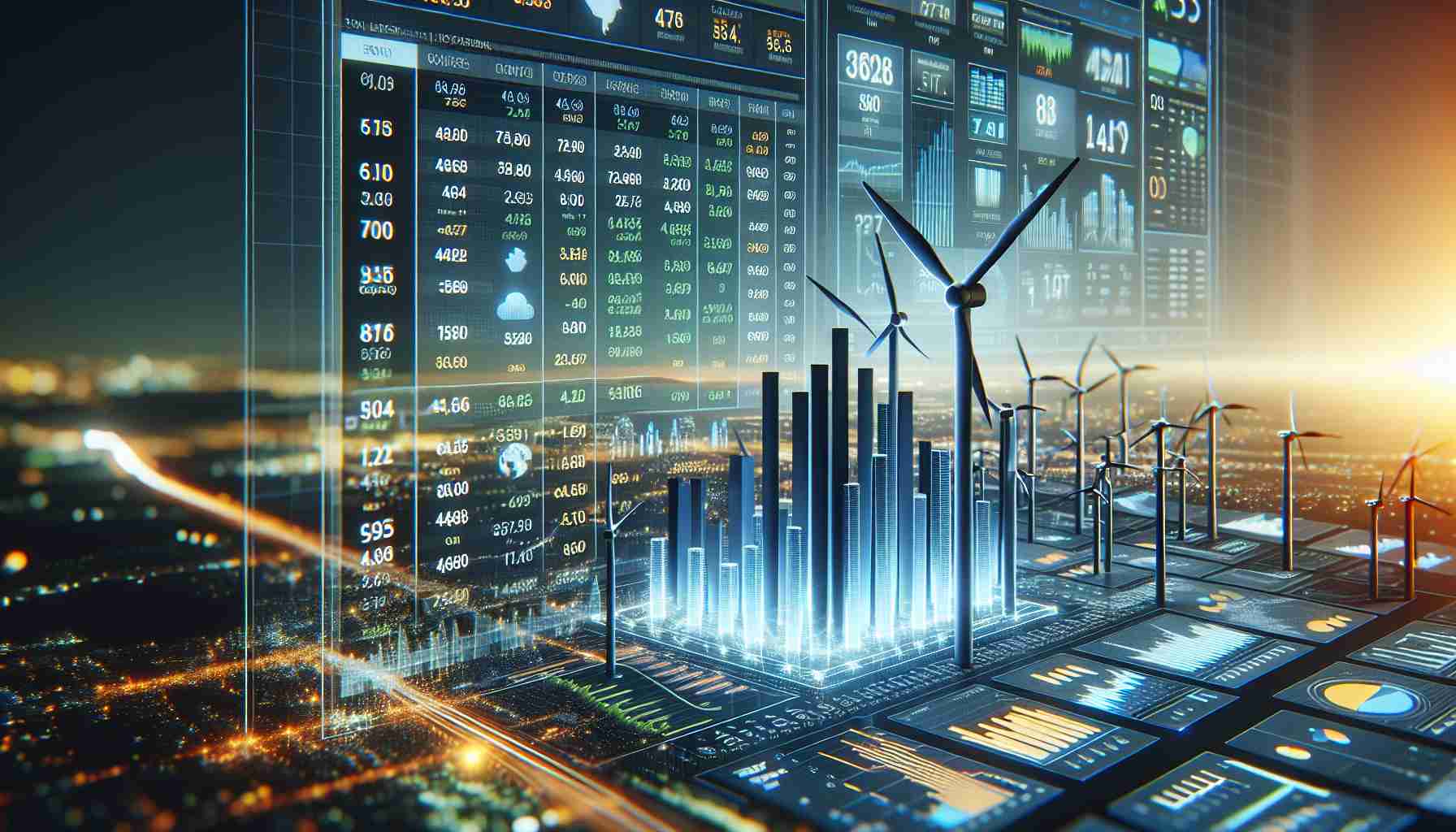 A realistic high-definition photo showing a striking array of numbers and statistics. These figures represent the latest quarter results of a thriving energy company, known as Prospera Energy. The image should contain elements like a graphical representation of the numbers, a bar chart or a line graph to illustrate the company’s recent financial performance in an impressive and clear way.