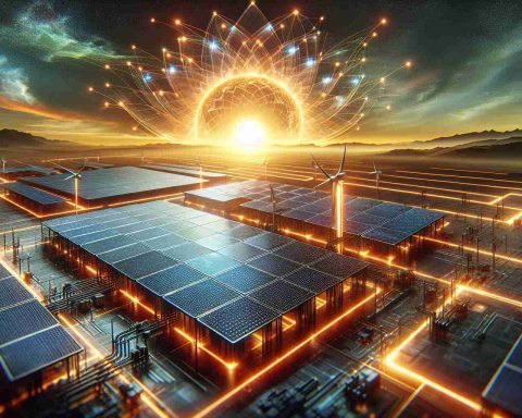 A detailed, high-definition image illustrating the concept of the 'Solar Revolution'. In this image, display an array of cutting-edge solar panels set against a vibrant sunrise, symbolizing the dawn of a new era in energy utilization. The panels are engineered by a leading energy company, seen as the innovative force driving this revolution. The corporate logo – an abstract geometric design – is prominently displayed on the panels.