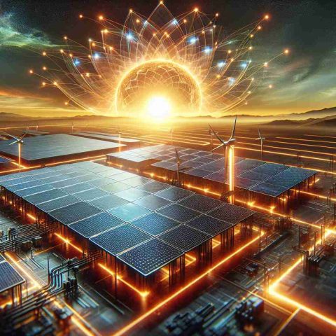 A detailed, high-definition image illustrating the concept of the 'Solar Revolution'. In this image, display an array of cutting-edge solar panels set against a vibrant sunrise, symbolizing the dawn of a new era in energy utilization. The panels are engineered by a leading energy company, seen as the innovative force driving this revolution. The corporate logo – an abstract geometric design – is prominently displayed on the panels.