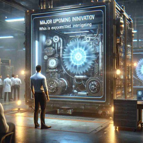 Realistic HD imagery of a fictional technology company's major upcoming initiative, which is unexpected and intriguing. The scene portrays anticipation and innovation.