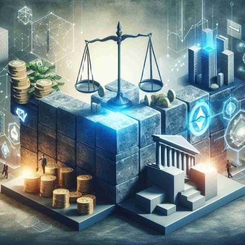 Create a high-definition and realistic image representing the concept of a fintech revolution, with a focus on hidden challenges and opportunities. Feature relevant symbols like digital money and innovative technology overcoming hurdles - depicted by high, solid walls. Also, add a scale to symbolize the balance between challenges and opportunities.