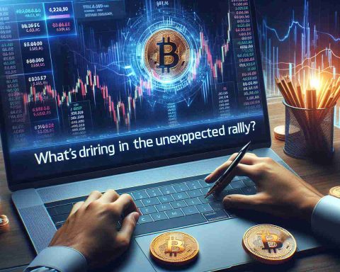 Generate a realistic HD image that depicts an unexpected rally in a generic cryptocurrency market. The high quality visual should represent major gains in the stock prices with positive trading indicators on a digital screen. Also include the headline: 'What's Driving the Unexpected Rally?'