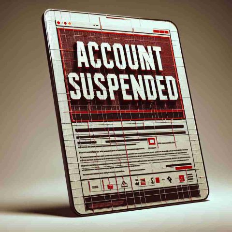 A highly detailed and realistic image displaying a digital screen with an 'Account Suspended' message in bold, large font at the center. The background is a simple, off-white color, and the words 'Account Suspended' are in a bold, deep red color. Around the 'Account Suspended' message, there are a few smaller, neatly arranged blocks of text providing information about why an account might be suspended and various steps that users can take to recover their account or rectify the situation.